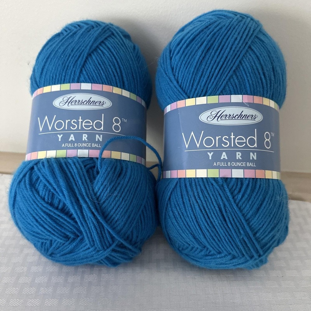 Herrschners Worsted 8 Yarn 100 % Acrylic, Electric Blue 2 Skeins 489 Yds Med 4
